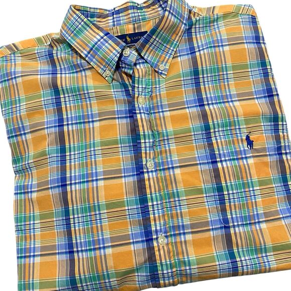 Ralph Lauren Button Front Pocket Plaid Shirt 100% Cotton Orange Mens Size XXL - Picture 10 of 10